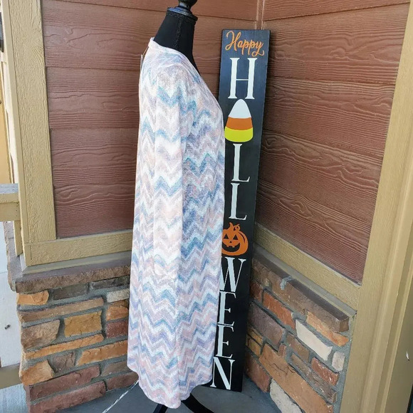 NWT Amelia James Size Medium M Pastel Chevron Duster Cardigan - Picture 9 of 12